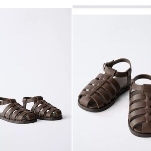 Zara Brown Gladiator Sandals with Strappy Design